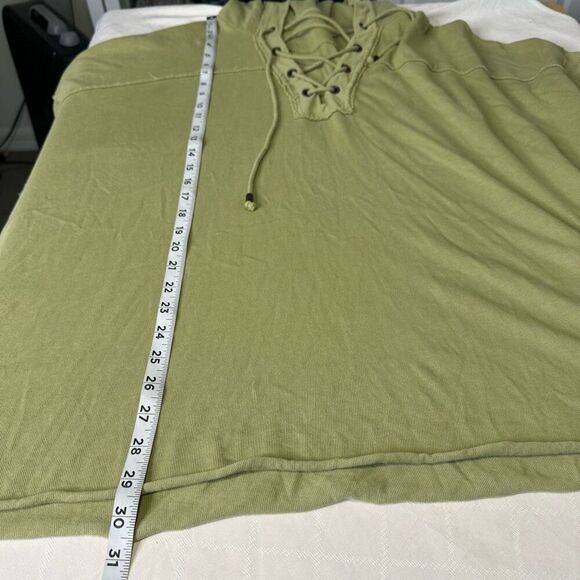 Aerie Green Lace Up Vneckline Oversized Hoodie Womens Large Casual Athleisure - Picture 8 of 10